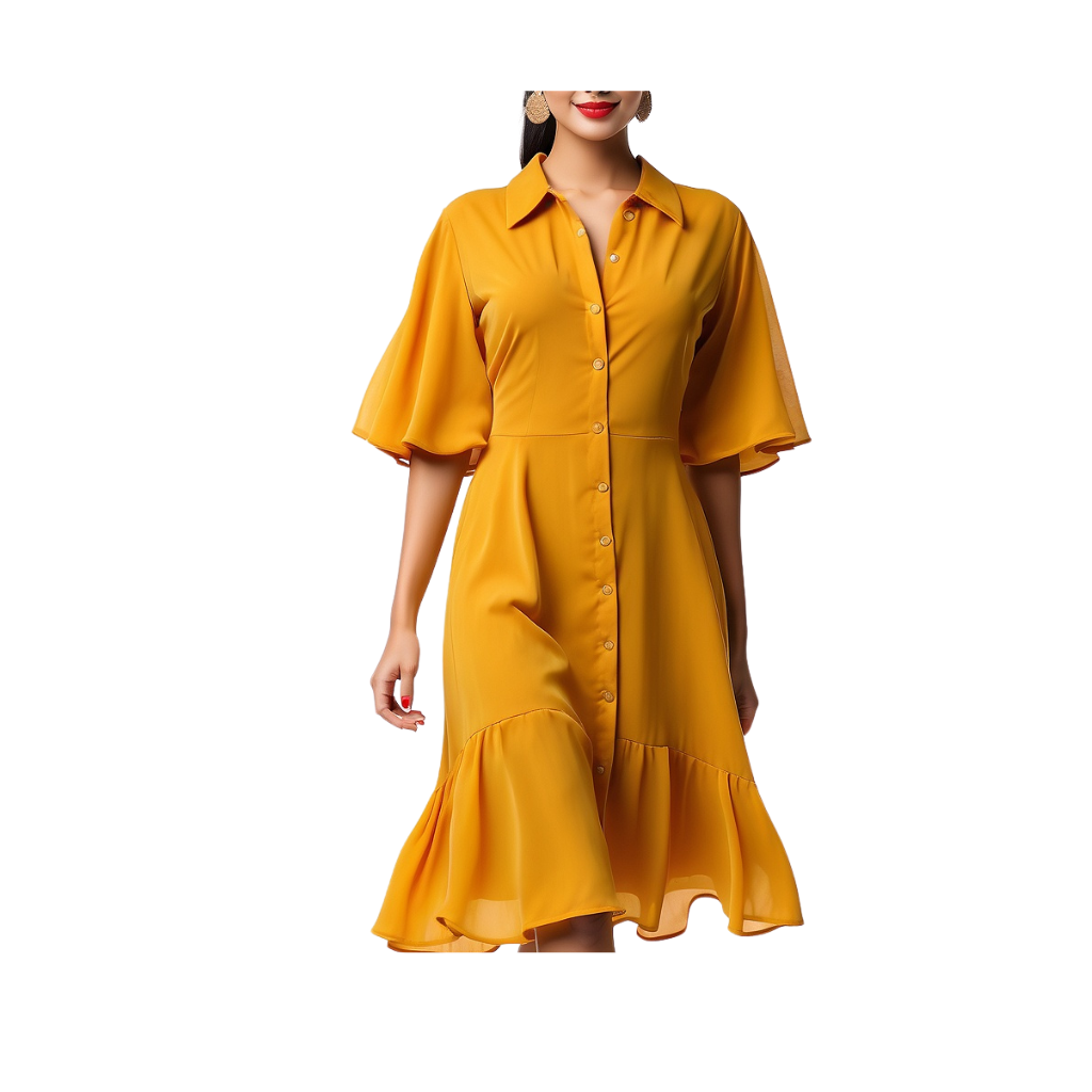 Cotton: Corporate Ethnic Charm Dress (Mustard)