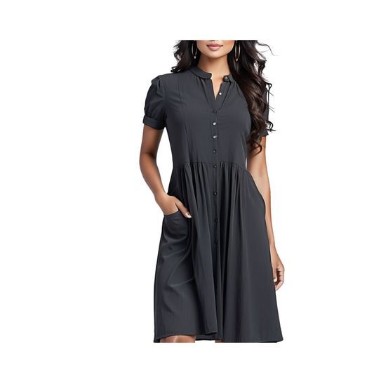 Cotton: Corporate Ethnic Charm Dress (Black)