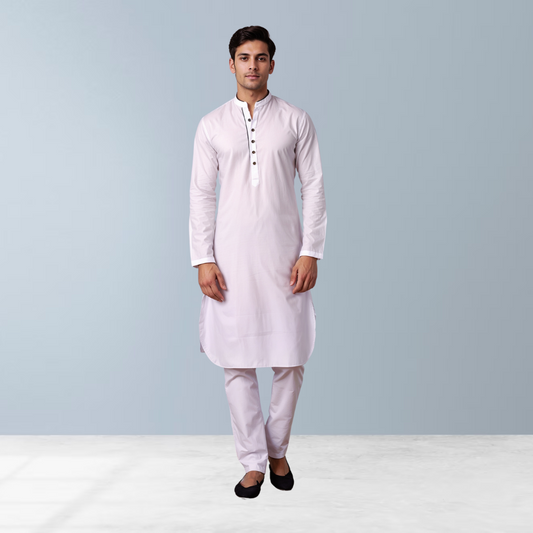 Linen Cotton men's Kurta  (White)