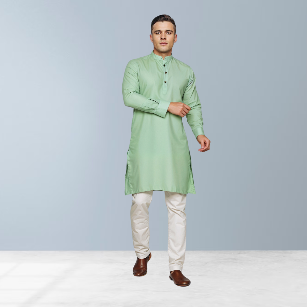 LushGreen Cotton Kurta   (Lime)