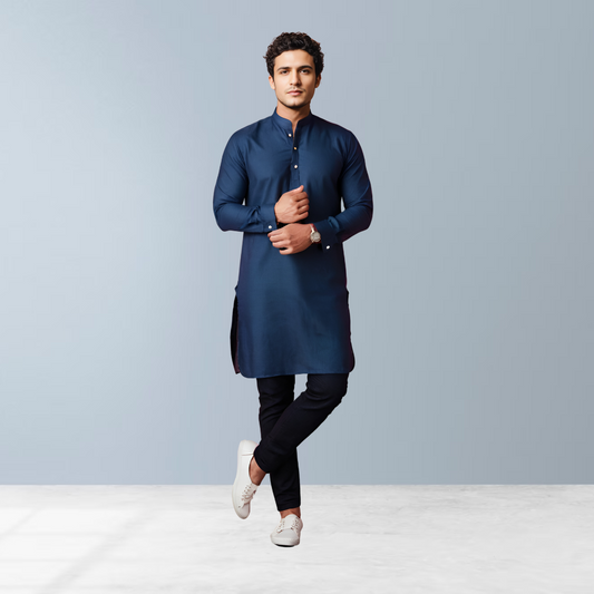 Prima Cotton men's Kurta  (Dark blue)