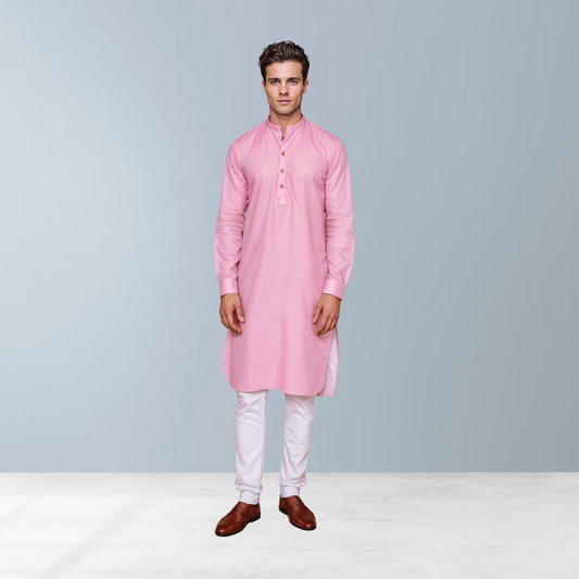 PinkAura Smooth Cotton Kurta  (Pink)