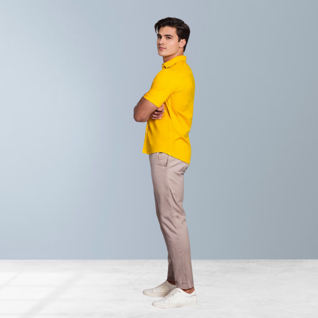 Cotton Blend solid men's shirt (Bright Yellow)