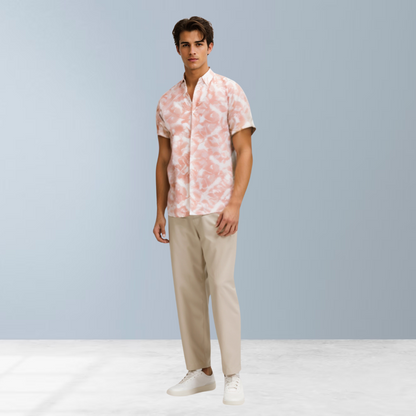 Leaf Printed men's shirt (Pink)