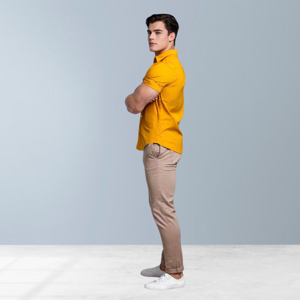 Cotton blend solid men's shirt (Light Mustard)