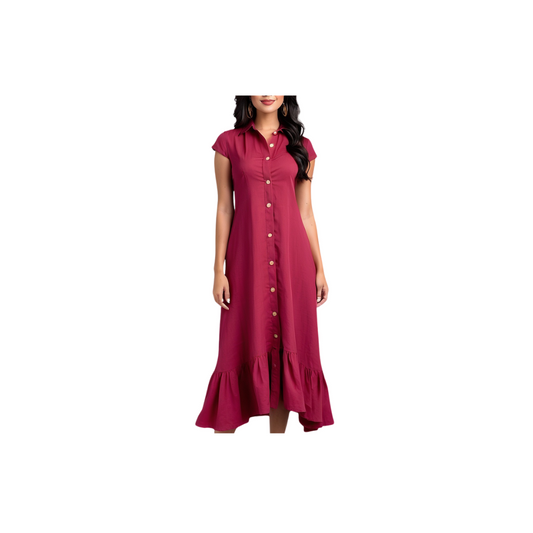 Cotton: Chic Office Dress (Red)