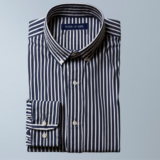 Cotton Stripes Men's Shirt (Dark Blue)