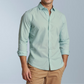 Cotton blend solid color men's casual shirt (Light Green)