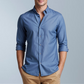 Cotton blend solid color men's casual shirt (Light Blue )