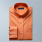 Cotton blend solid color men's casual shirt (Orange)