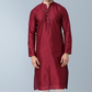 Cotton silk men's Kurta  (Red)