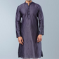 Cotton silk men's Kurta  (Purple)