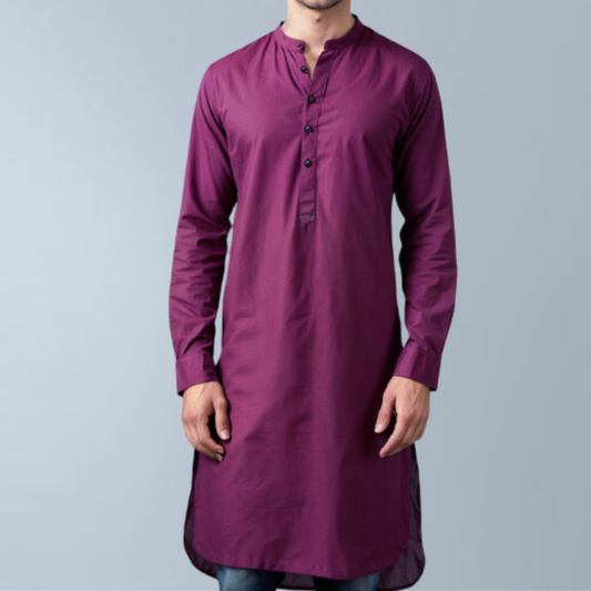 Cotton men's Kurta  (Purple)