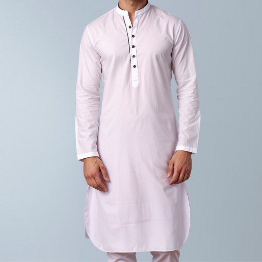 Linen Cotton men's Kurta  (White)