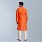 Cotton silk men's Kurta  (Orange)