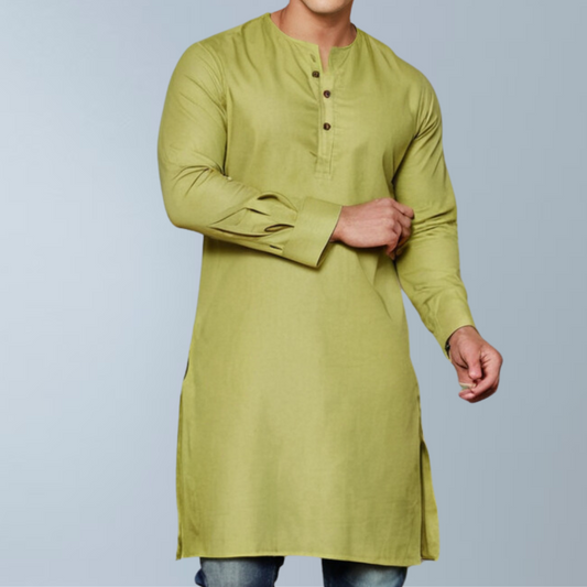 OliveChill Earthy Cotton Kurta  (Olive)