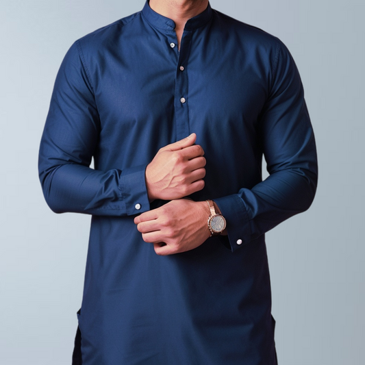 Prima Cotton men's Kurta  (Dark blue)