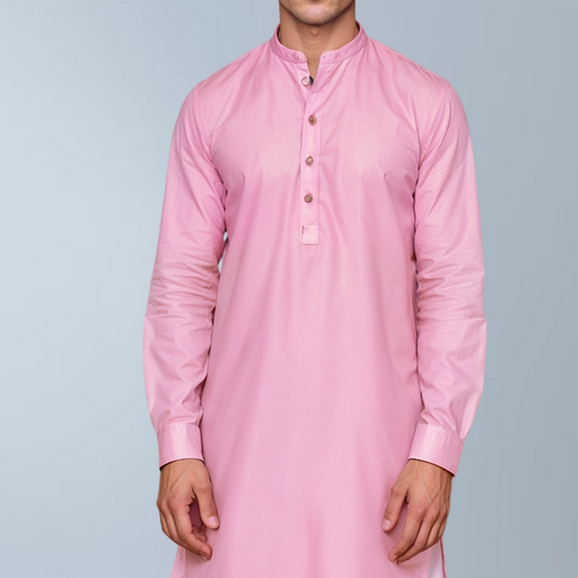 PinkAura Smooth Cotton Kurta  (Pink)