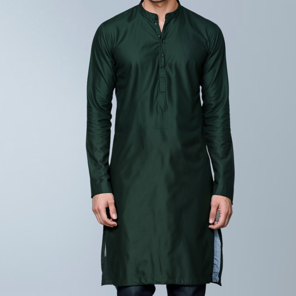 Regal Comfort Cotton silk blend  Kurta (Black Green)