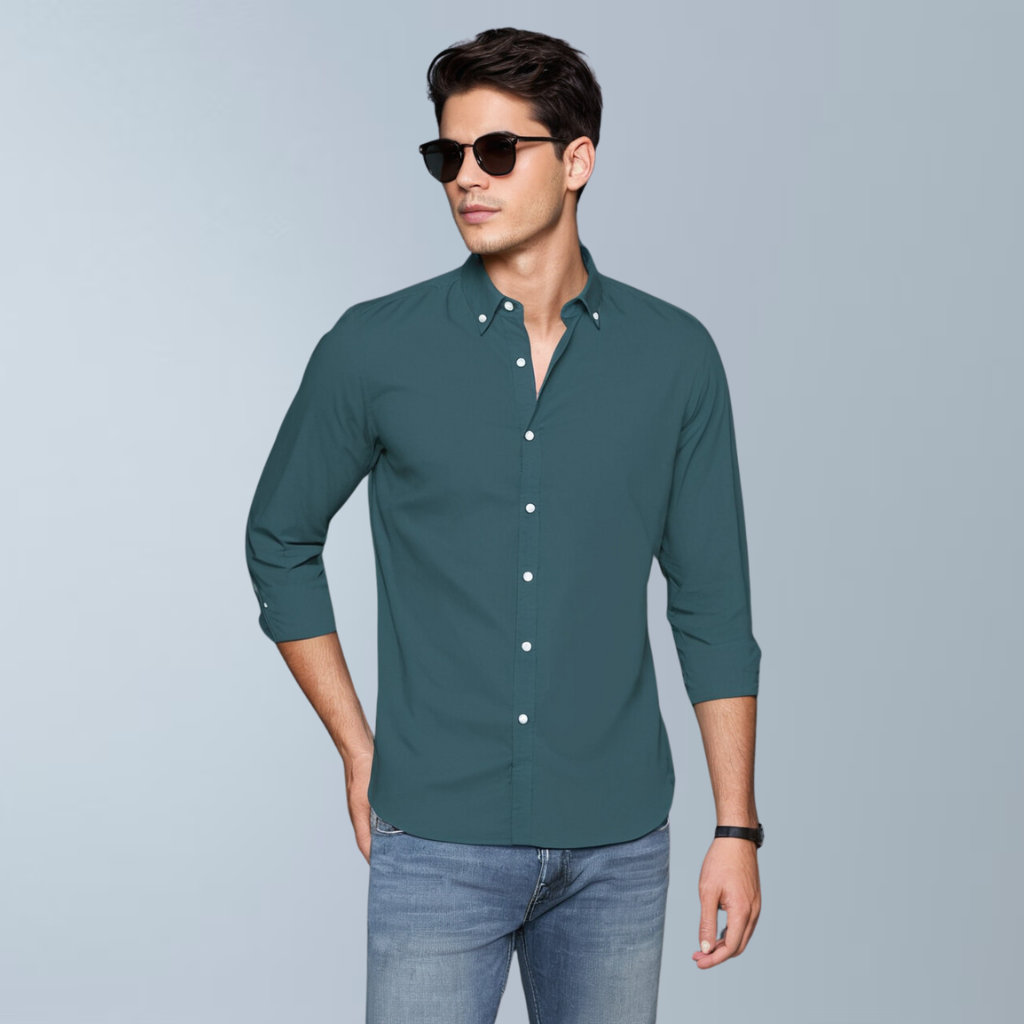 Eco-Friendly Linen Shirt (Mineral Green)