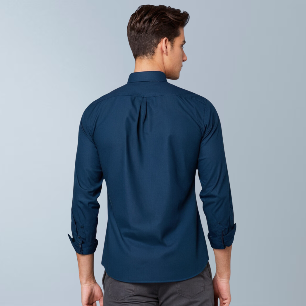 Linen solid men's shirt (Zodiac blue)