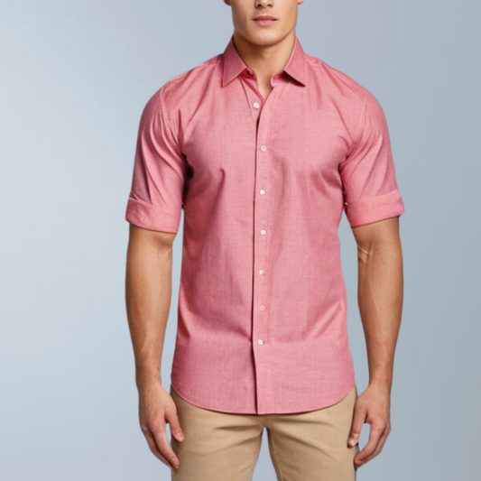 Linen blend solid shirt (Dark Pink)