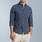 Cotton Stripes Men's Shirt (Dark Blue)