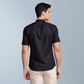 Cotton blend solid color men's casual shirt (Black)