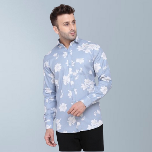 Cotton Full Sleeve Floral Printed Men's Shirt