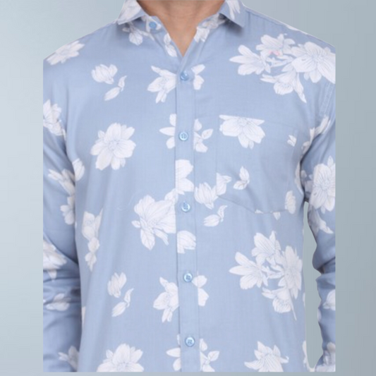 Cotton Full Sleeve Floral Printed Men's Shirt