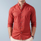 Cotton blend solid color men's casual shirt (Copper Rust)