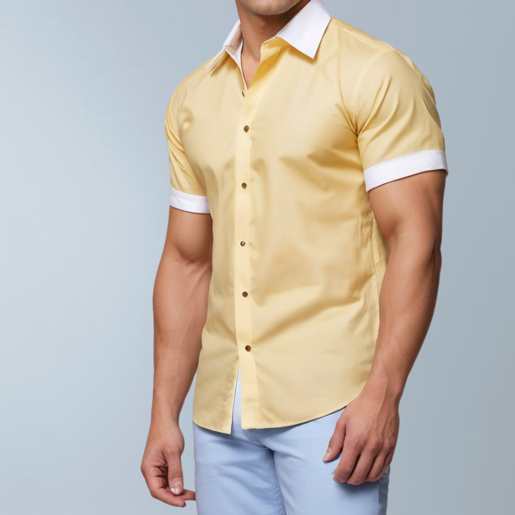 Linen premium  half shirt (Yellow)