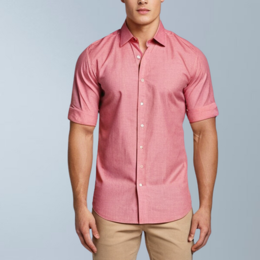 Breathable luxurious Linen Shirt (Dark Pink)