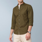 Cotton blend solid color men's casual shirt (Tobacco  Brown)