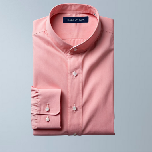 Cotton blend solid color men's casual shirt (Pink)