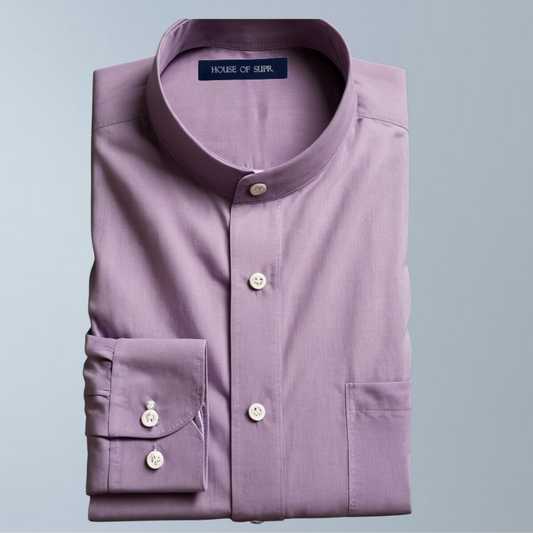 Cotton blend solid color men's casual shirt (Lavendar)