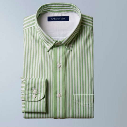 Cotton Stripes Men's Shirt (Green)