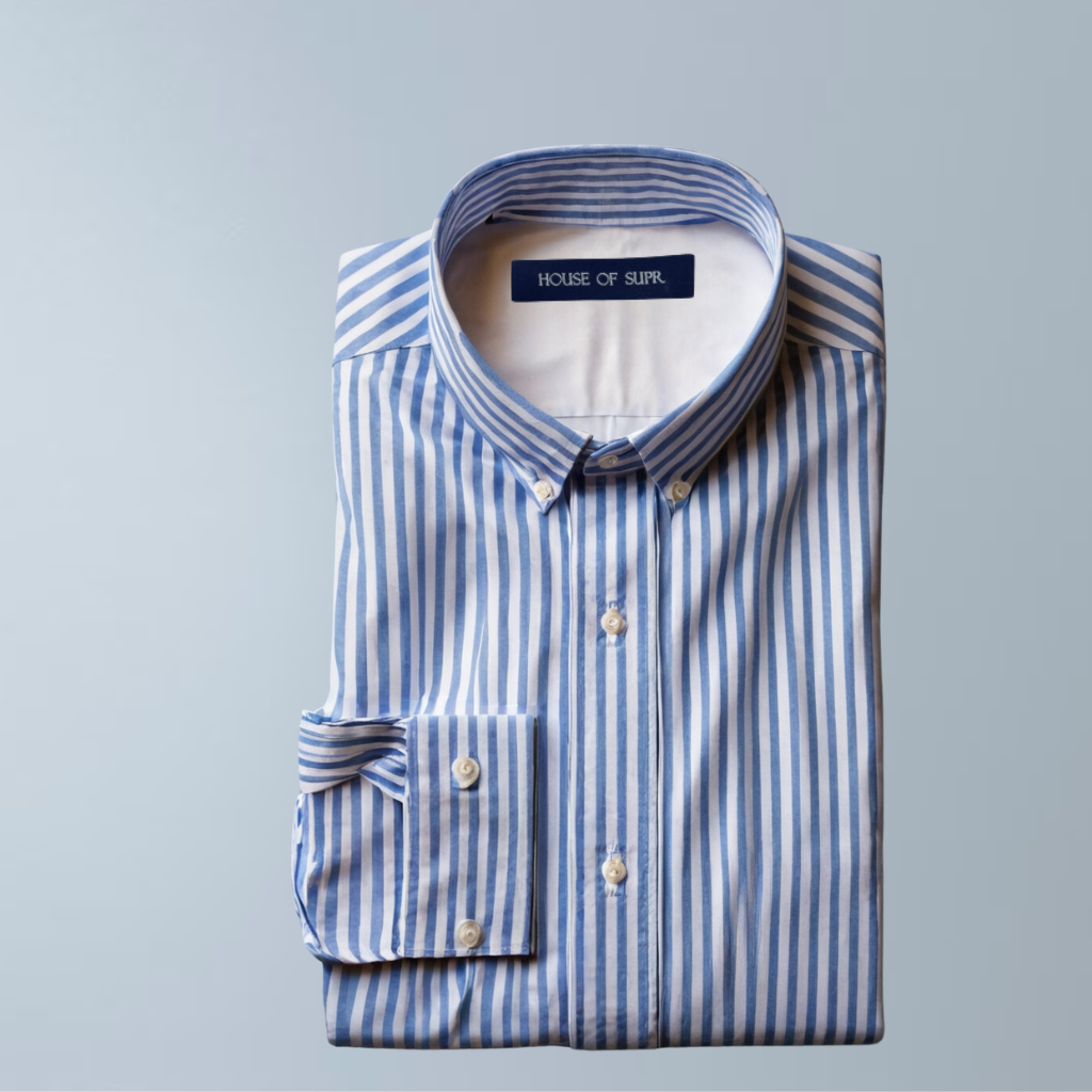 Cotton Stripes Men's Shirt (Blue)