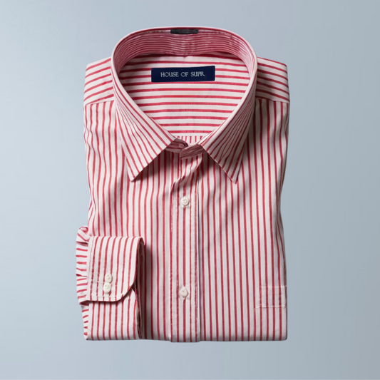 Cotton Stripes Men's Shirt (Red)