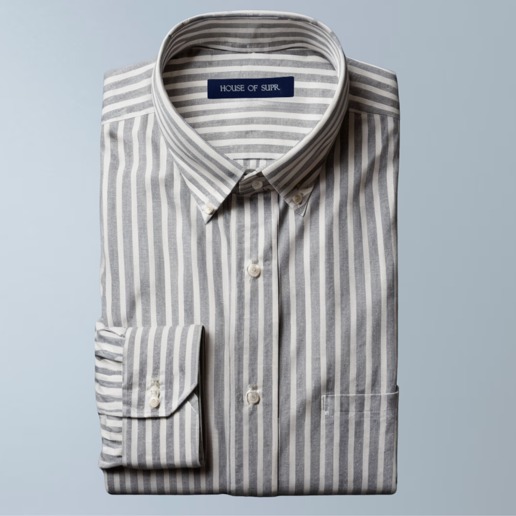 Cotton Stripes Men's Shirt (Grey)