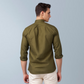 Cotton blend solid color men's casual shirt (Tobacco  Brown)