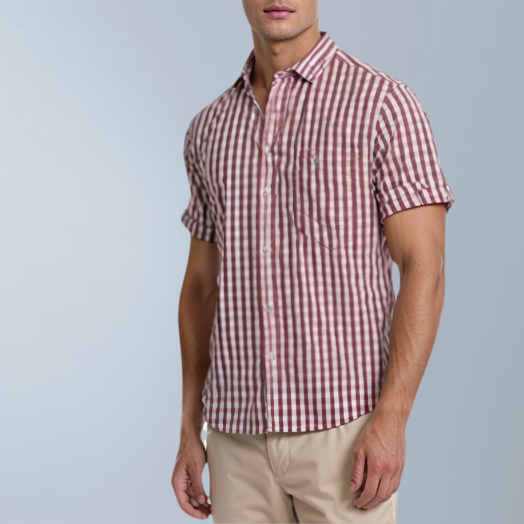 Check Printed Men's shirt (Red)