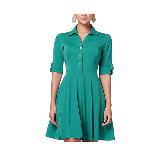 Cotton: Chic Office Dress (Green)