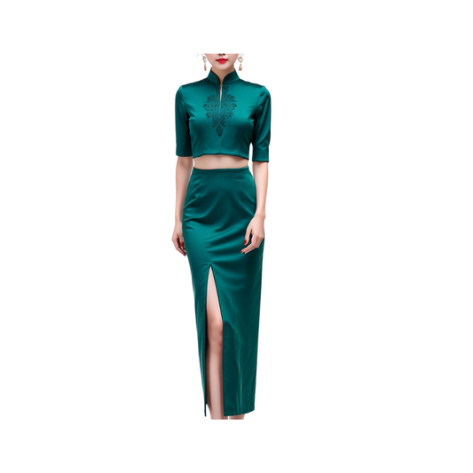 Satin: Mossy Meadow Dress (Green)