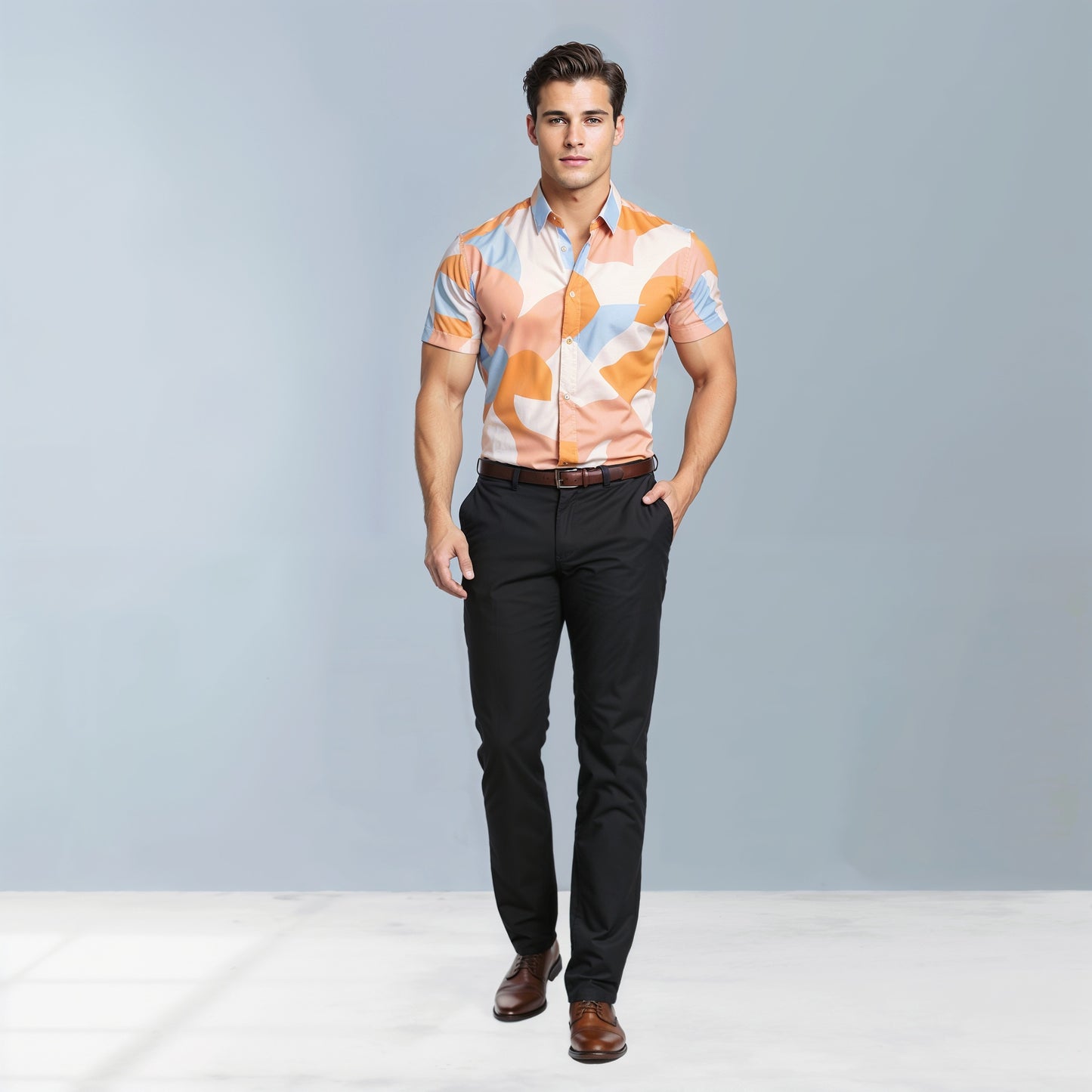 Geometric printed men's shirt (Multi color)