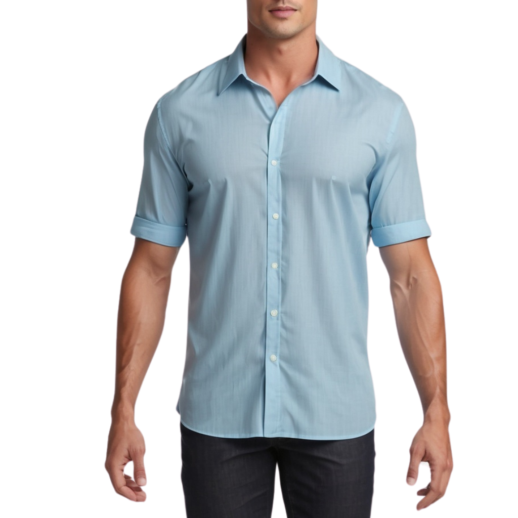 Solid cotton mens shirt (Light blue)