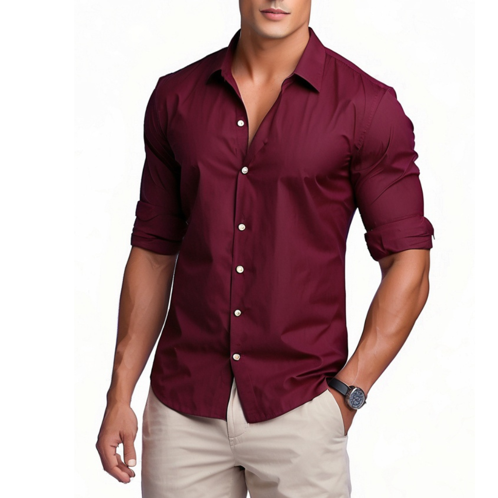 Quick-Drying Linen Shirt (Maroon)