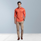 Cotton Linen solid men's shirt (Orange)