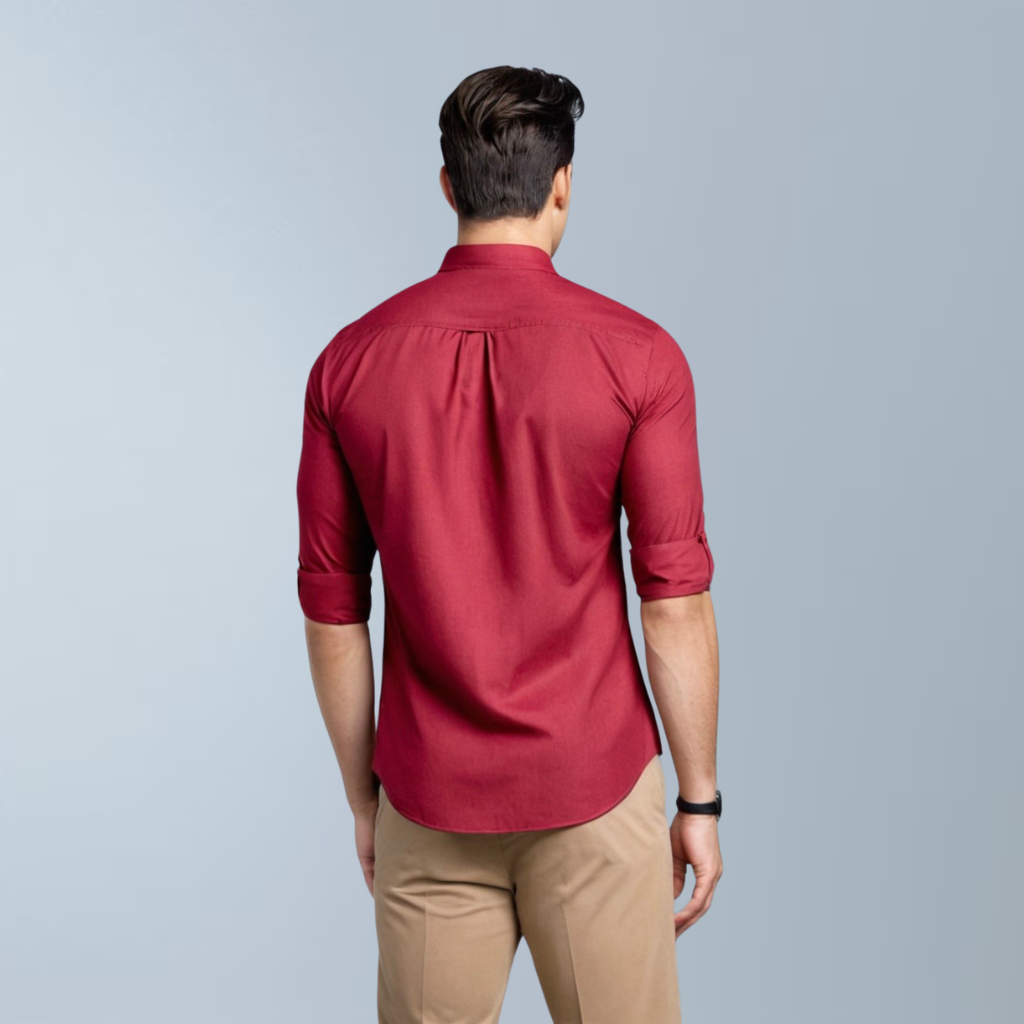 Cotton blend solid men's shirt (Red)