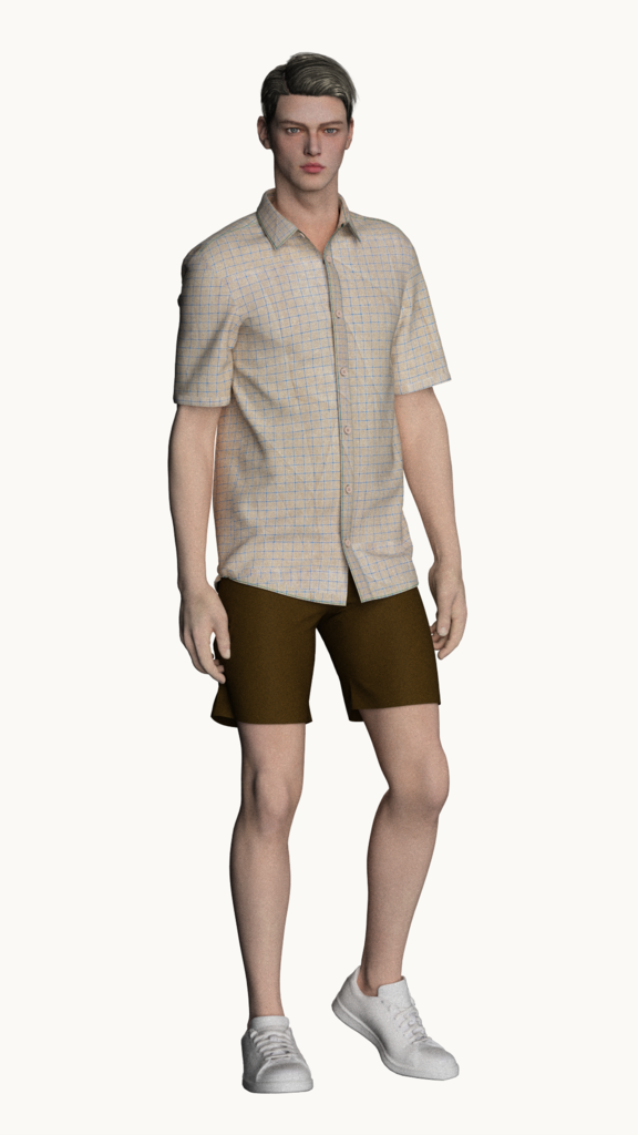 Cotton check mens shirt (Beige)